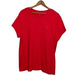 Tommy Hilfiger Women's XXL Berry Pink 100% Cotton‎ Rib Knit Crewneck Tee Shirt